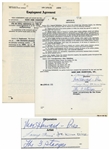 Three Stooges Employment Contract for The Outer Space Picture, Dated March 1959 -- Signed Moe Howard, Larry Fine & Joe DeRita -- 28pp. Contract Measures 8.5 x 11 -- Very Good to Near Fine